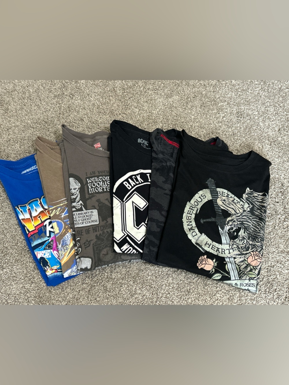 Men’s T-Shirt Bundle L/XL AC/DC NASCAR Graphic Tees Lot